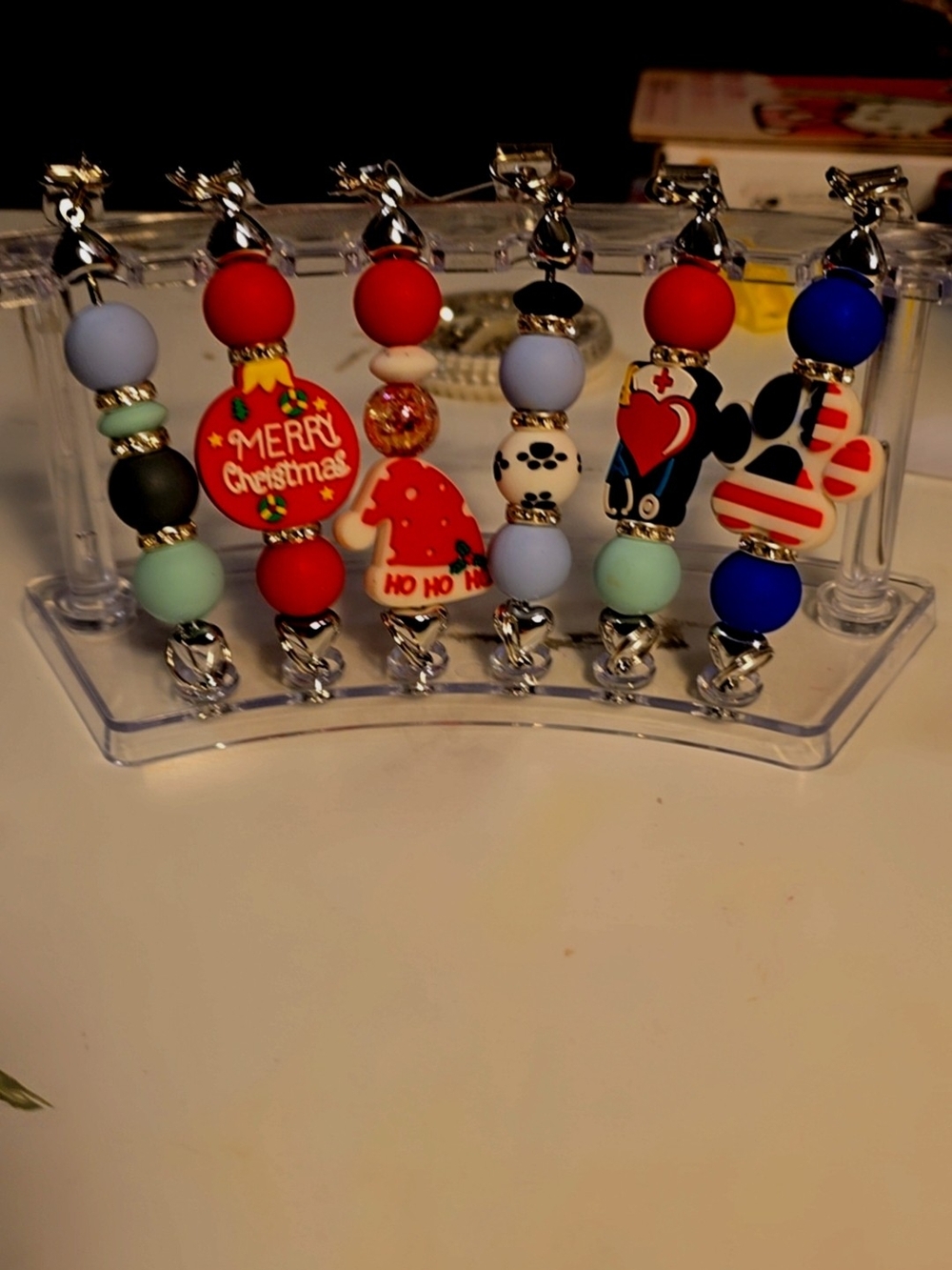 Handcrafted Silicone Bead Phone Charms - Multicolor Holiday Set